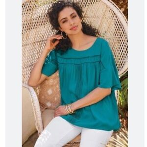 Soft Surroundings Isla Veya Top in Harbor Teal L